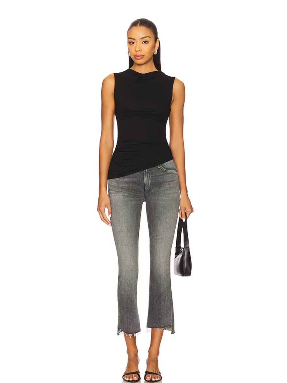 Black High-Rise Cropped Flare Jeans - Women